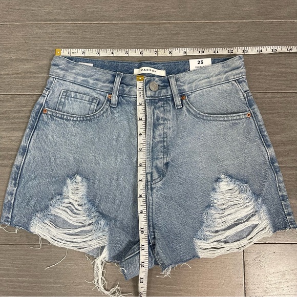 NWT PacSun Light Blue Ripped Vintage High Waisted Denim Shorts 25 Boho Beach - Picture 15 of 16